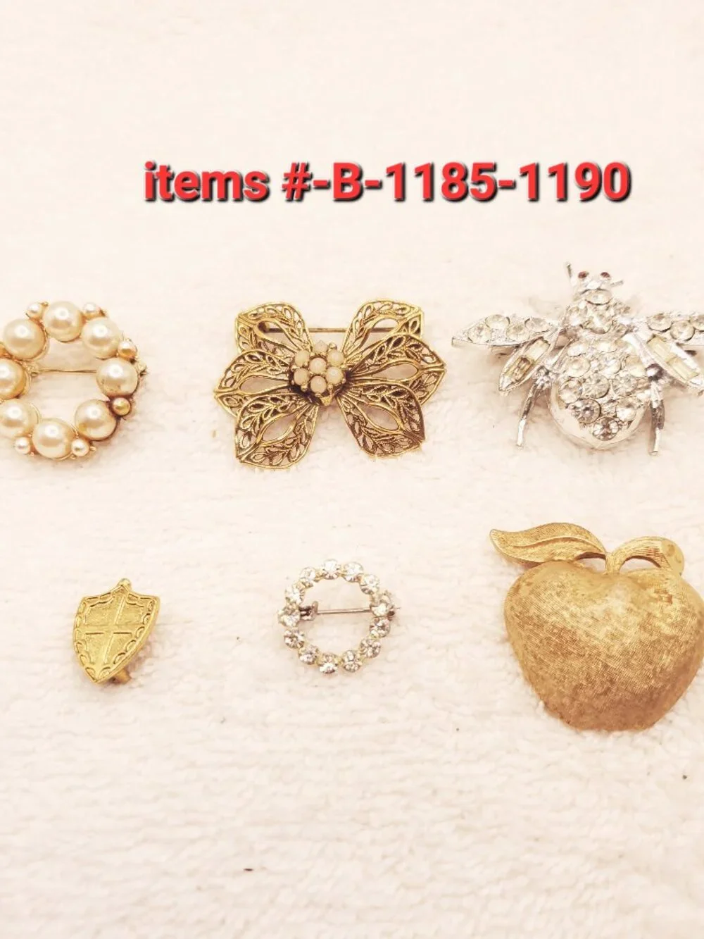 6 Brooches, items # B- 1185-1190,.  wt. 48 grams.